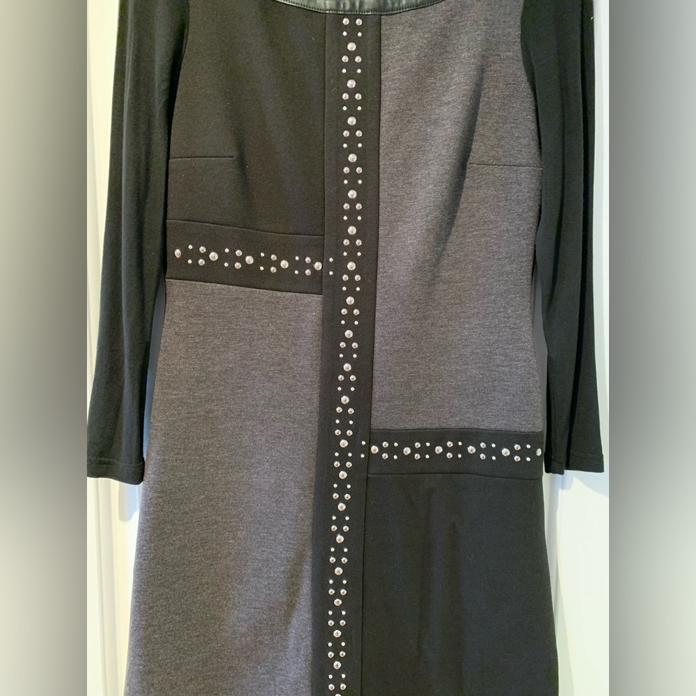 Rinascimento Dress Black Gray Color Block Italy Size Medium Studs Rock Star Sexy - Picture 3 of 16